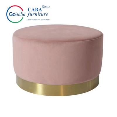 China BB2015 Simple Design Modern Home Bedroom Bed Bench Pink Gold Round Fabric Stool Round Ottoman for sale