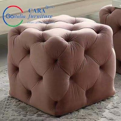 中国 BB2011 Manufacturer Bedroom Furniture Bed Bench Pink Large Square Sofa Stool Ottoman 販売のため