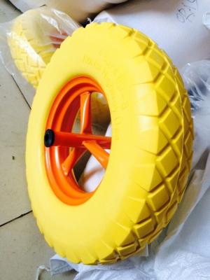 China Size 350-400mm Industrial Polyurethane PU Foam Wheel For Trolley Barrow Golf Car for sale