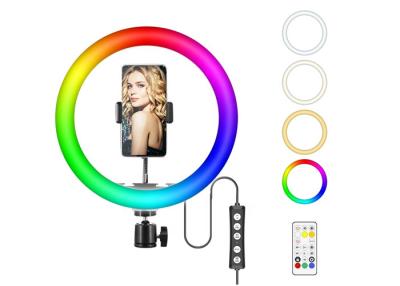 China 85RA 10 Inch RGB Tripod Ring Light 26cm 3500LM With 12'' Metal Stand for sale
