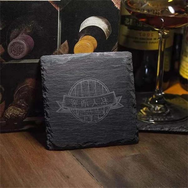 Quality Slate Stone Drink Coasters Black Natural Edge Slate Stone Plate For Bar And Home for sale