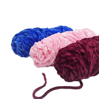 China 1.2NM 100% Polyester Velvet Chenille Knitting Yarn RING SPUN for sale