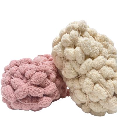 China Hoyia Hand Arm Knit Yarn 30M 150g 1/0.2NM POMPOM 100% Polyester Crochet Yarn For Blanket for sale