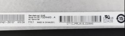 China B173ZAN05.0 AUO	17.3INCH 3840×2160RGB  1000CD/M2 Mini LED eDP Operating Temp.: 0 ~ 50 °C  INDUSTRIAL LCD DISPLAY for sale