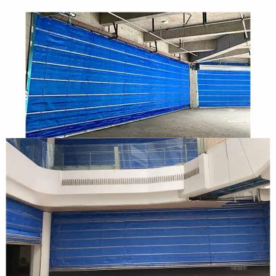 China Rastreador de rodillo de incendio de tejido inorgánico azul para instalación en pared en venta