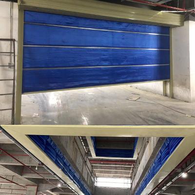 China Heat Resistance Fire Curtain Rolling Shutter Door Blue Inorganic Fire Shutter Solution for sale