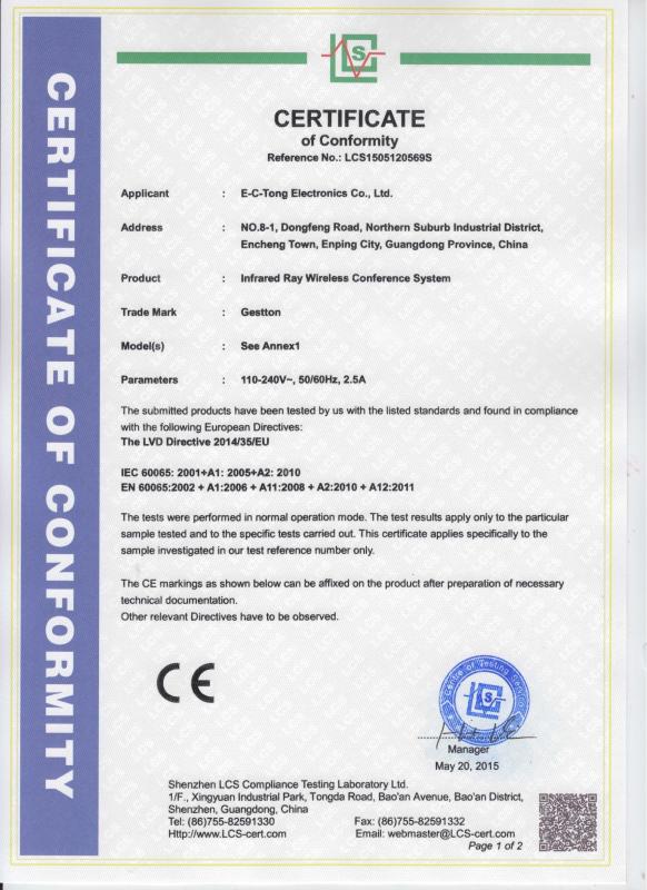 CE - Shenzhen Gestton Industrial Co., LTD
