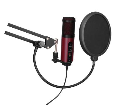 China Aluminum Alloy USB Recording Microphone Dual Input Cardioid Condenser Microphone for sale