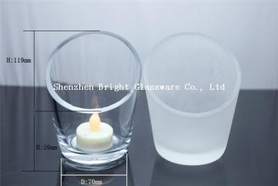 China clear frosted glass candle cup, candle holder wholesale for sale