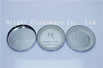 China custom electroplating silvery metal lids with emboss logo for candle holder for sale