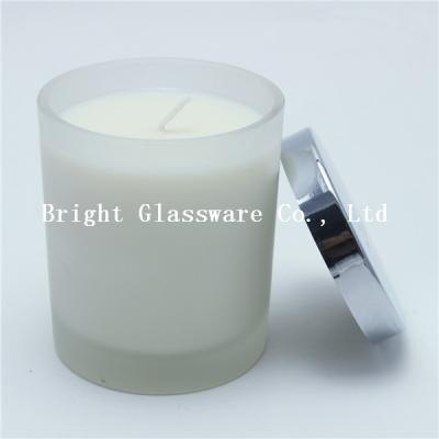 China clear galss candle container with silver lid, candle holder for wedding for sale