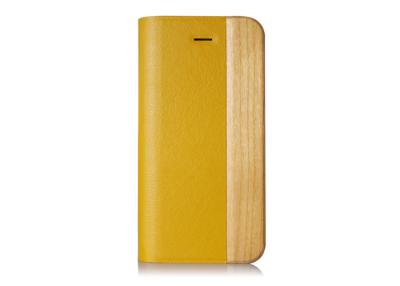 Chine Caisse en cuir jaune rocailleuse de téléphone portable en bois et de litchi de cerise pour Apple Iphone5/5S à vendre