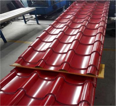 中国 Red Steel 0.4mm Galvanized Roofing Sheet Glazed Tile Type 25-210-1050mm 販売のため