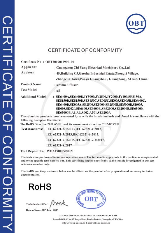 RoHS - Guangzhou Chiyang Scent Technology Co., LTD.