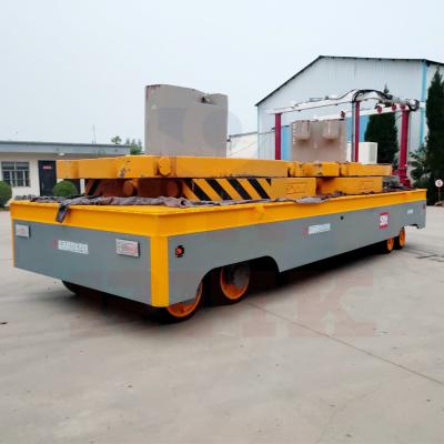 China Battery Powered Heavy Duty Industrial Transfer Cart 50 Tons Electromagnetic Brake for sale