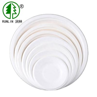China Biodegradable Disposable Dinnerware Sugarcane Bagasse Pulp White Plates for sale