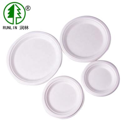 China Biodegradable different size sugarcane pulp round plate made in china for sale