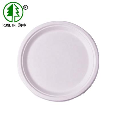 China SGS Microwave Safe Disposable Eco Friendly Plates Round Biodegradable Bagasse for sale