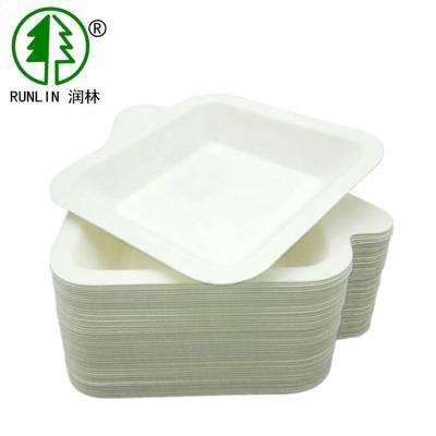 China Compostable Disposable 120 Deg Square Sugarcane Sushi Sauce Plates for sale