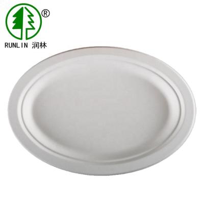 China FDA Disposable Oval Restaurant Serving Trays Bagasse Environmental Disposable Plates for sale