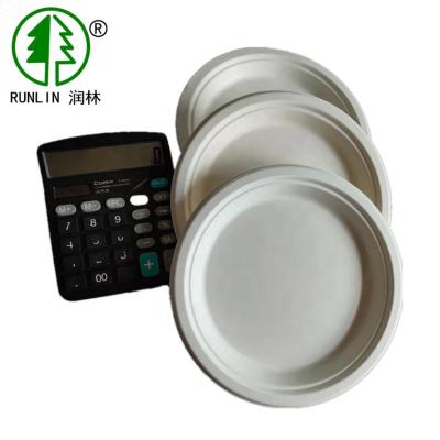 China White Biodegradable Disposable Eco Friendly Dishes Bagasse Pulp Dinner Plates for sale