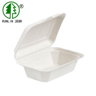 China 100 Biodegradable Bagasse Clamshell Box 7 X5 Inch  Clamshell Lunch Box 23g for sale