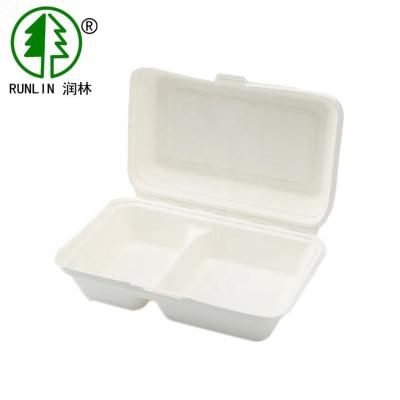 China 8in Biodegradable Meal Prep Containers 2 Compartments Bagasse Takeaway Boxes for sale