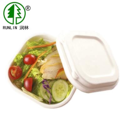 China 32OZ Pulp Molded Biodegradable Sugarcane Bagasse Cup Square Food Containers With Lids for sale