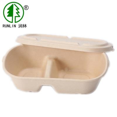 China 2 Compartments Bagasse Food Containers for sale