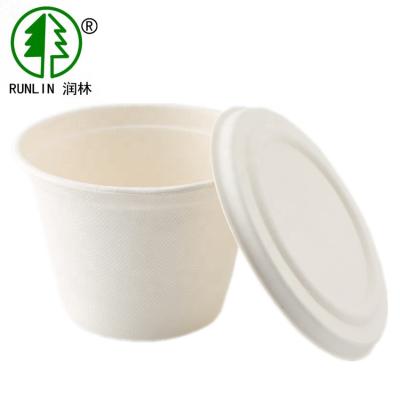 China 100 envases de comida amistosos de Eco de la caña de azúcar del grado de la taza biodegradable del bagazo con el SGS de las tapas en venta