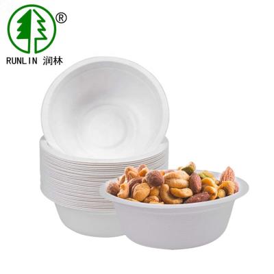 China Biodegradable 100 packs disposable strong bagasse 350ml paper salad bowls for sale