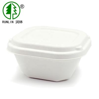 China Square Milk Biodegradable Sugarcane Bagasse Bowl With Lid Eco Friendly Disposable LFGB for sale
