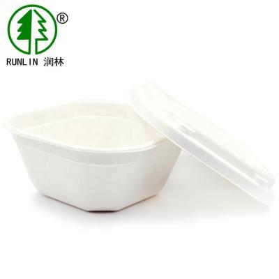 China BRC Plant Fiber Biodegradable Take Out Food Containers Disposable Paper Soup Bowls With Lids for sale