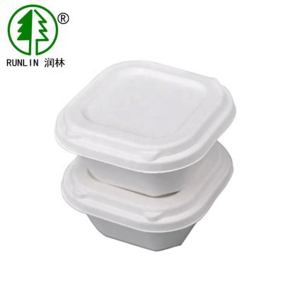 China Square FDA Microwavable Disposable Bowls For Hot Soup Sugarcane Pulp for sale