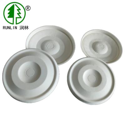China 8cm Embossing Paper Cup Lid Cover 90mm Disposable Sugarcane Bagasse for sale