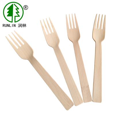 China Restaurant 170mm Bamboo Disposable Forks Travel Eco Friendly Cutlery Set for sale