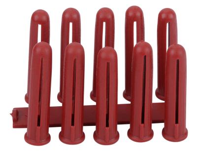 China Building PE Plastic Wall Plugs 200N Capacity Red Screw Plugs 5.5MM X 34MM for sale