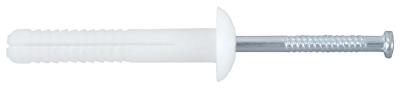 China Weiße Nagel Nylon Wand Anker Rundkopf Niedrigprofil 5 mm X 25 mm zu verkaufen