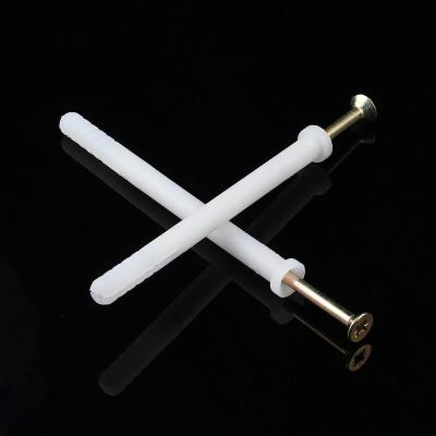 China Flat Head Metal Wall Plugs Anchor Screw Installation White Color for sale