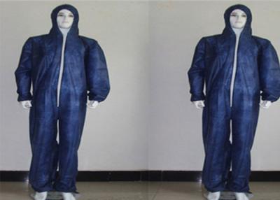 China Dark Blue PP Spunbond Nonwoven Coverall for sale
