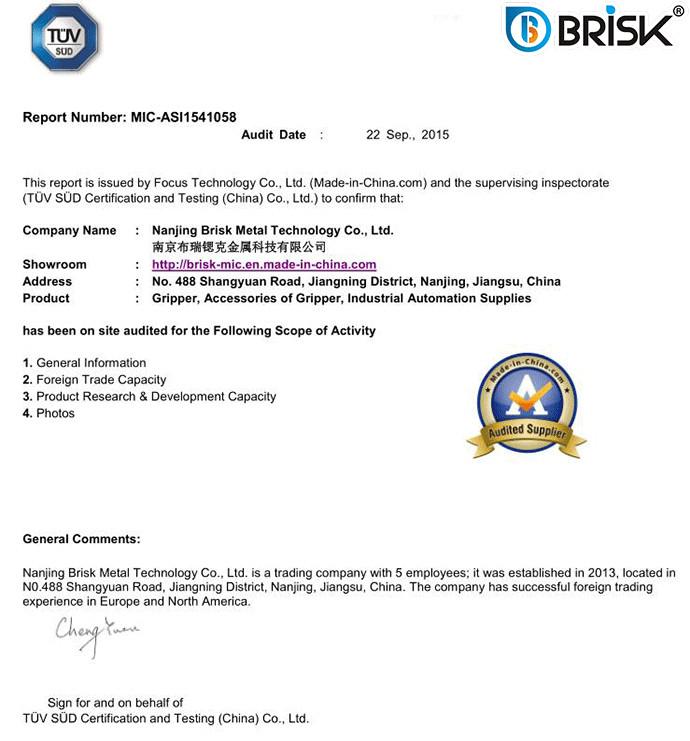 Test Report - Nanjing Brisk Metal Technology Co., Ltd.