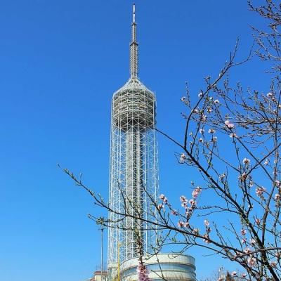 China Antenna Steel Cdma Mobile Telecom Tower With Revolving Restaurant Platform for sale
