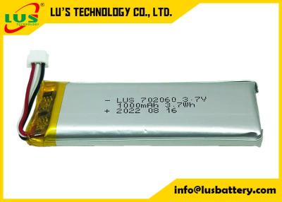 中国 車の追跡者のための高温李多電池3.7V LP702060 1000mahのリチウム イオン電池 販売のため