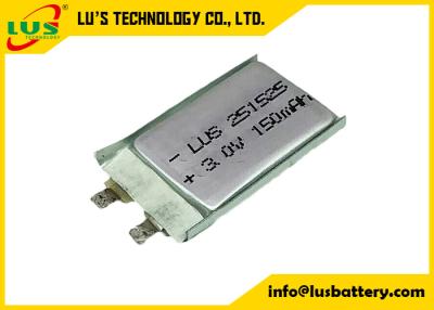 中国 CP251525 High Rate Battery 3.0v 150mah Limno2 Pouch Cell PTC Safety For Card Applications 販売のため