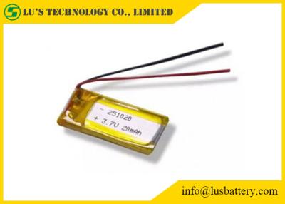China Rechargeable lithium battery 3.7V 20 Mah Lipo Battery LP251020 Lithium Polymer Battery Cells for sale