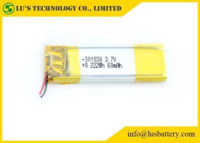 Chine batterie d'ion de lithium rechargeable de la batterie LP301030 de polymère de lithium de 3.7V 60mah petite pour des produits de l'électronique à vendre