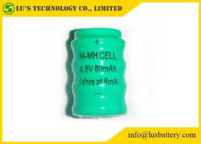 中国 80mah 1.2 Vの充電電池ボタンの細胞NIMHの物質的で長い耐用年数 販売のため