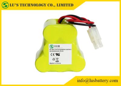 China 9.6 Volt Rechargeable Battery Pack 3000 Mah NIMH Battery Customized Color for sale