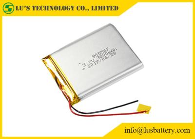 China A bateria recarregável 3000mah 3.7V do polímero do lítio da bateria lp905567 de LiPo personalizou terminais à venda