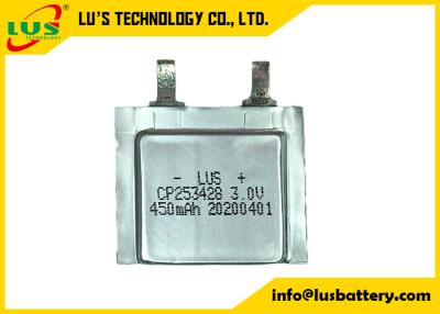 China Flexible 450mah LiMnO2 Primary Polymer Battery CP253428 For Injection Tag for sale